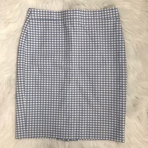 J. Crew Women’s Pencil Skirt Gingham 4P Blue White